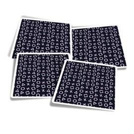 Vinyl Square Stickers (Set of 4) 10cm - 3D Style Computer Gaming Buttons Gamer for Laptops, Tablets, Luggage, Scrap Booking, Fridges #170000