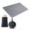 Bathtub Essentials Combo - Anti-Slip Bath Mat - Exfoliating Cloth