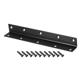 sourcing map Corner Brace Angle Bracket Fastener Stainless Steel L Shape 25mmx25mmx200mm Black with Screws, 2 Pcs