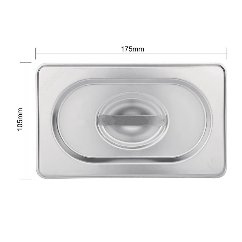 Vogue K972 Stainless Steel 1/4 Gastronorm Lid Cover Top Food