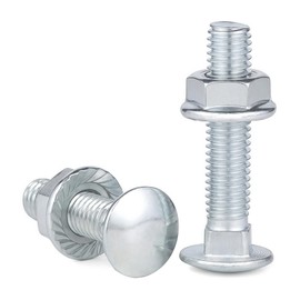 SHUNCHG Pack of 20 Carriage Bolts M8 x 60 Galvanised with Hex Flange Nut, Made of Carbon Steel, M8 Screws, Round-Head Screws
