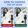 Matte Black ABS Pop Up Sink Drain with Overflow for