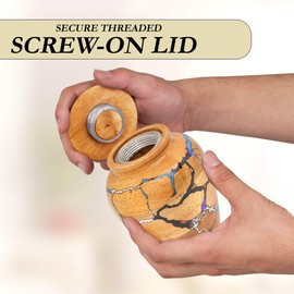 Wooden Urn for Human Ashes, 20 Cubic Inches Creamation Urn Epoxy Resin Handcrafted Urn for Adult Male & Female, Decorative Memorial Urns - Funeral Urns for Men Women & Loved Ones (X-Small - 20 lbs)