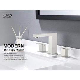 KENES 2 Handle Widespread Bathroom Faucets Brushed Nickel, Bathroom Sink Faucet 3 Hole Vanity Faucet with Lead-Free Supply Hose, KE-9050