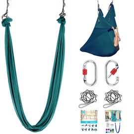 ZYOSJK 5.5 Yards Aerial Silk Swing Outdoor Hammock Aerial Yoga Swing For Adults,Aerial Yoga Hammocks for outside,Aerial Silks For Gymnastics (Dark Green)