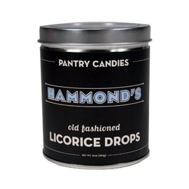 Hammond's Candies Old Fashioned Black Licorice Drops - All Natural Hard Candies - Approx. 48 Pcs - 10 Oz Tin
