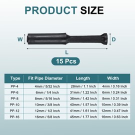 sourcing map 15Pcs 5/32"(4mm) Tube OD Push-to-Connect Fittings Plug, Cap Style Pneumatic Blanking Plugs, Leak-Proof Air Push Connectors for Compressed Air Systems