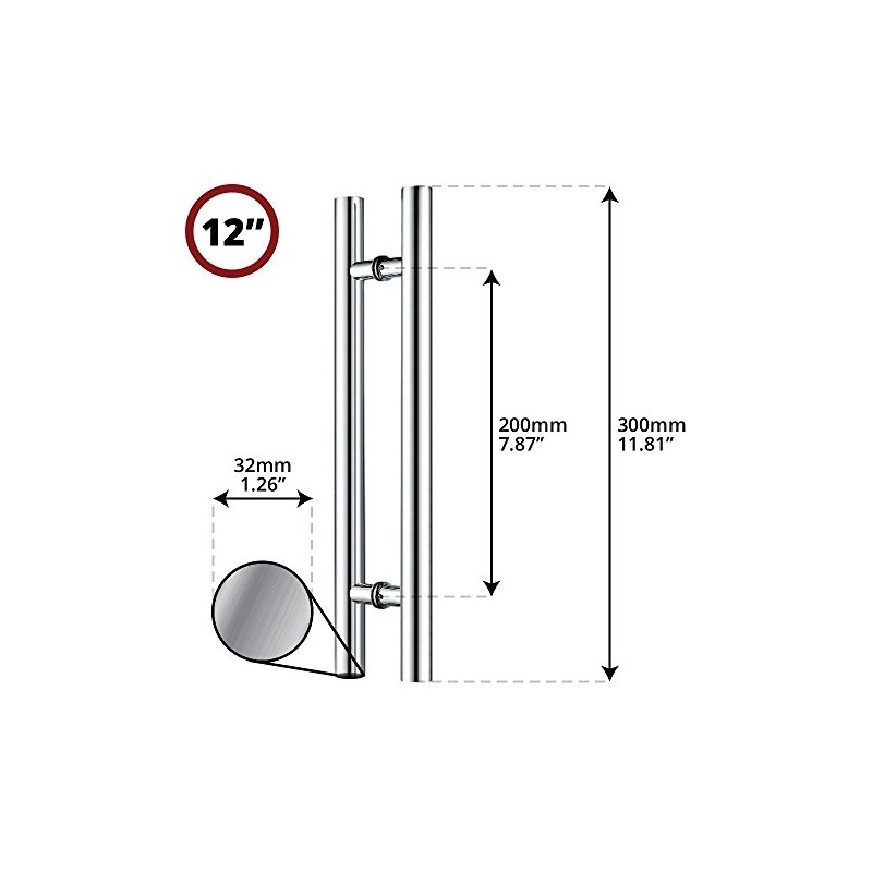 Canzak 60 inch Brushed Stainless Steel Pull Push Door Handles,