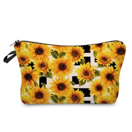Livel lhood Sunflower Makeup Bag Cute Small Organizer Zipper Pouch Sunflower Cosmetic Bag Birthday Present for Women Friends-2