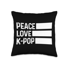 K-Pop Peace Love K-Drama Korean Pop Music Fan Vintage Throw Pillow