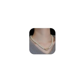 Gold Necklace for Women Dainty Chunky Pearl Necklaces Pearl Choker Necklace Heart Necklace Gold Statament Necklace for Women Prom Wedding Jewelry Gifts for Brides