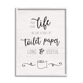 Stupell Industries Life Like Toilet Paper Roll Long and Useful Phrase, Designed by Natalie Carpentieri White Framed Wall Art, 11 x 14, Black