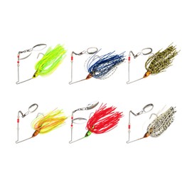 Spinnerbait Fishing Lures, 6Pcs Pearl Shiner Spinner-Bait Set, Metal Spinner Baits, Hard Fishing Lure for Bass, Salmon, Pike, Trout