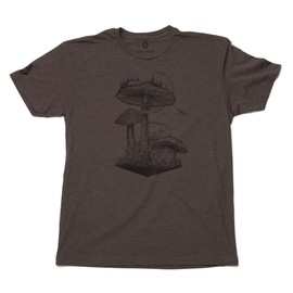 Black Lantern Graphic T-Shirts | Screen Printed Outdoor Tee | Essential for Nature Enthusiast | Men's Casual Fit T-Shirt - Graphic Tees for Men | Mountain and Nature Themed T-Shirts (Forager (Mushroom + Campsite))