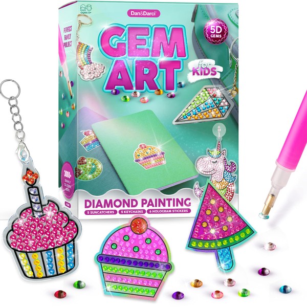 Gem Art, Kids Diamond Painting Kit - Big 5D Gems - Arts and Crafts for Girls and Boys Ages 6-12 - Gem Painting Kits - Best Tween Gift Ideas for Age 4, 5, 6, 7, 8, 9, 10-12, 6-8
