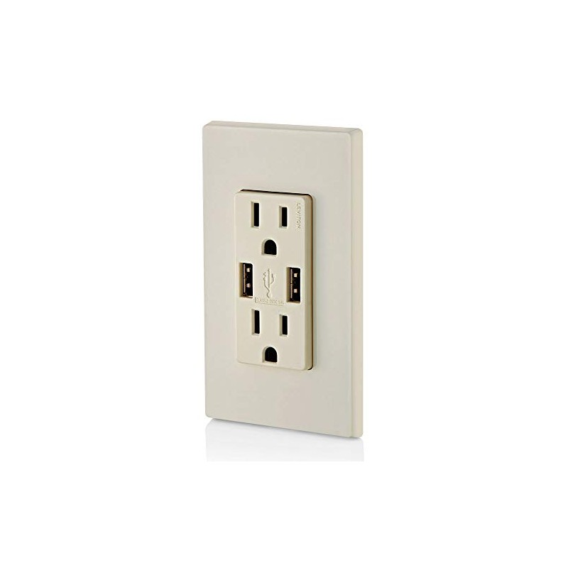 Leviton Contacto Duplex con Cargador Usb, Resistente a Interferencia de