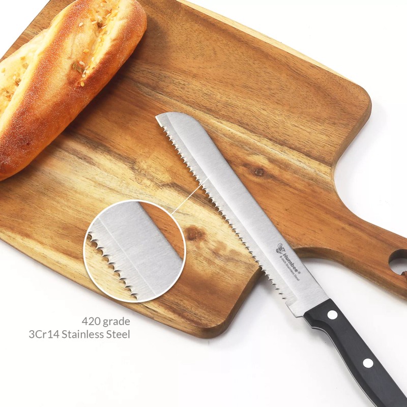 Humbee Chef, Stainless Steel Serrated Bread Knives 8/10/12 inch -