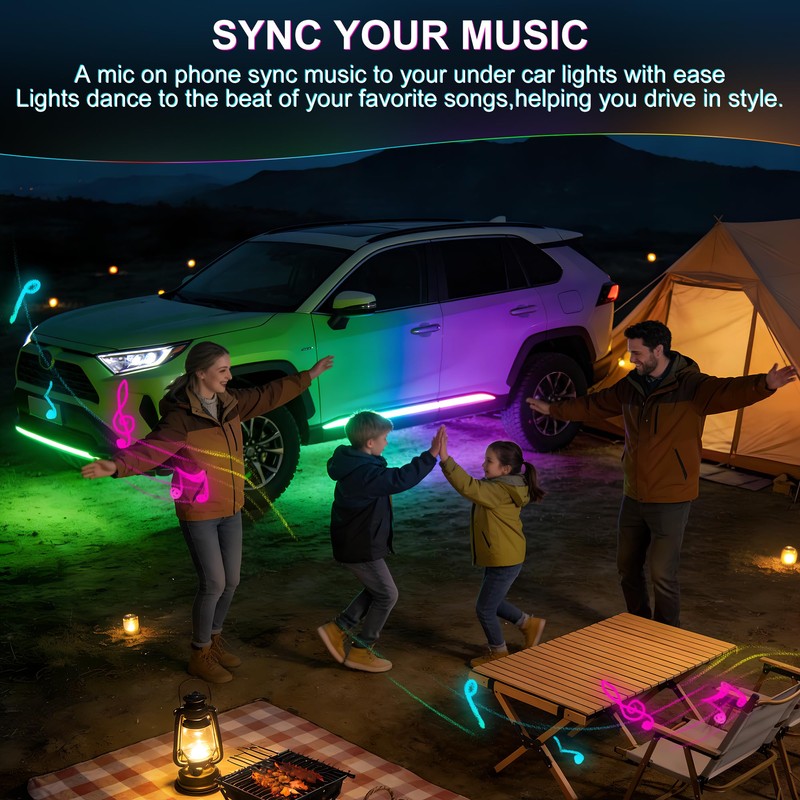 Underglow Light Strip RGB - 4PCS Car Neon Lights Kit