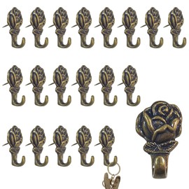 Push Pin Hangers, 20 Pcs Zinc Alloy Pin Hooks Picture Hanging Nails for Home Office Fabric Wall Wooden (Bronze)