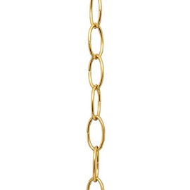 2m Oval Brass Plated Open Link Chain for Chandelier & Lighting - Medium Link Size 34 x 18mm