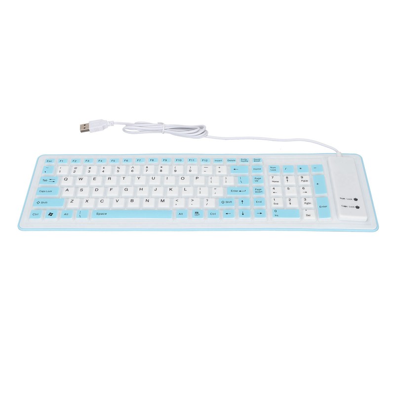 Foldable Silicone Keyboard 103 Keys USB Wired Silicon Foldable Waterproof