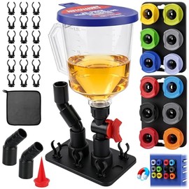 Kit de embudo de aceite de 20 piezas, kit de embudo de aceite de motor 1.59QT/1.5L, kit de cambio de aceite a prueba de derrames con 12 adaptadores, válvula de cierre, ajuste de codo, sistema de