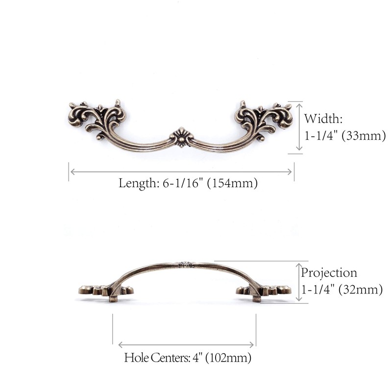 Jetland French Provincial Drawer Pulls - 4-Pack, Ivory White, 4"
