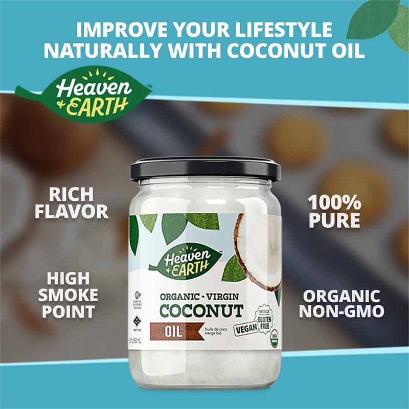 Heaven & Earth Organic Unrefined Virgin Coconut Oil, (2 Pack)