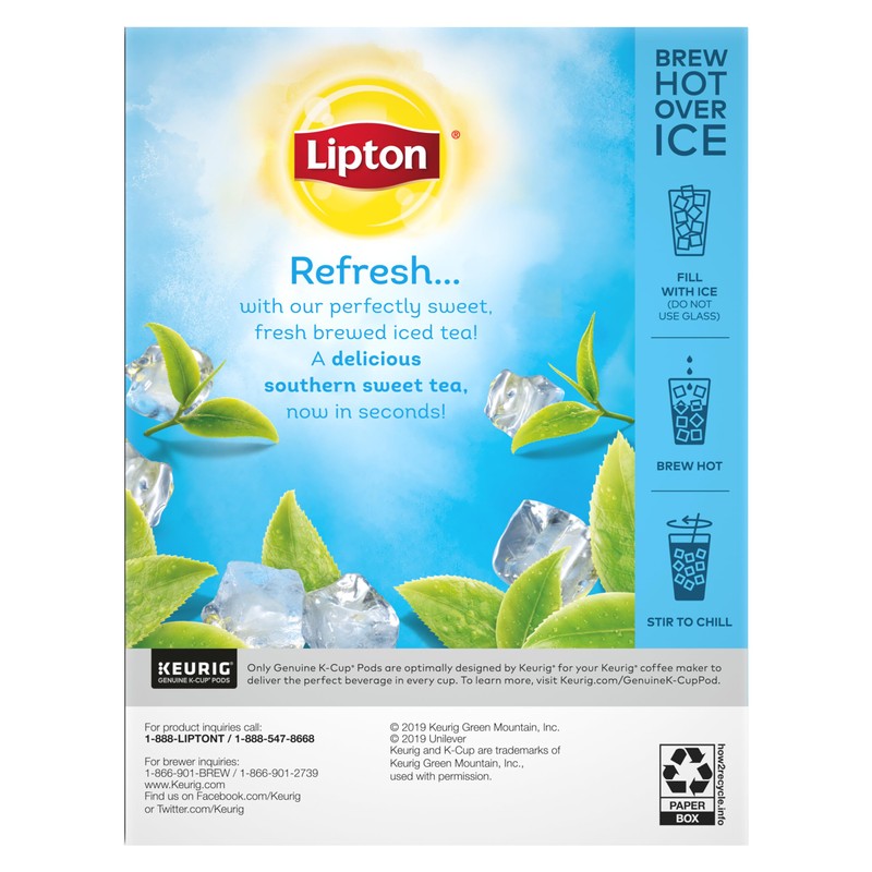 Lipton Iced Tea K-Cups, Southern Sweet Black Tea, 24 Total