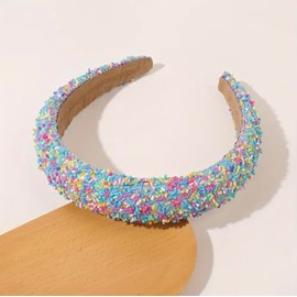 Women's Colourful Sprinkle Confetti Headband Girls Birthday (Blue, Standard)