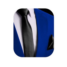 trilece Mens Solid Color Formal Ties and Pocket Square Sets - Mens Ties Neckties Neck Tie Sets (Black Set)