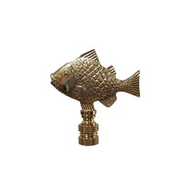 Royal Designs Fish Design 2.5" Lamp Finial for Lamp Shade, Polished Brass - Set of 2