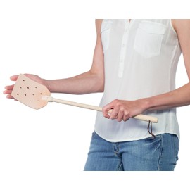 REDECKER Flyswatter with Beechwood Handle and Punched Leather Head, Flexible Leather Head is Stain Resistant and Easy to Clean, Hanging Loop for Storage, 20 inches, Made in Germany