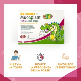 Dr. Thiess Mucoplant Kids Tuss - 6 Lecca Lecca Allevia Tosse Bambini 60 g - Chupa Chupa per Sollievo Mal di Gola e Tosse Secca (Estratto di Lichene Islandico, Altea e Timo) Alternativa allo Sciroppo