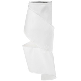 MEEDEE 4 inch White Dupioni Ribbon with 10 Yards Farrasilk Wired Edge Faux Dupioni Silk Ribbon for Christmas Tree, Garland, Wreath Supplies, Accent Bow Making, Gift Wrapping, Gift Baskets