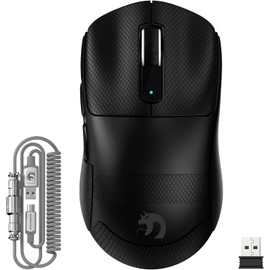 MAMBASNAKE M3 Wireless Gaming Mouse with Lightweight 39g,PixArt PAW3395 PRO Sensor 40K DPI,Tri Mode-2.4G/Bluetooth/Wired,100M Clicks Micro Switch,Coiled Cable,Programmable for Win PC Mac(Black Tape)