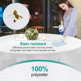 EMART Round Tablecloth White (2 Pack) Circular Polyester Table Cover 120 Inch in Diameter for Dinning, Kitchen, Picnic,Wedding and Birthday Party