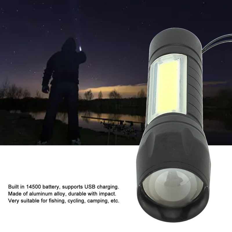 4Pcs Retractable Flashlight COB LED Zoom Flashlight Rechargeable Strong Light
