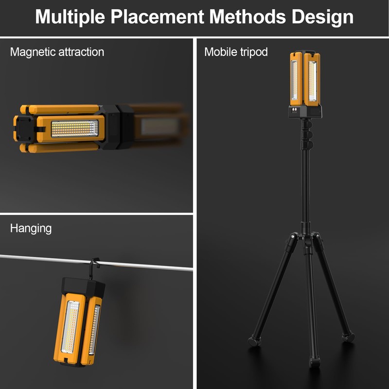iodoo 13200mAh Rechargeable Solar Work Light,IPX4 Waterproof with Folding Stand