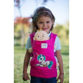 HappyVk Baby Doll Carrier Toys Doll Carrier Front Back for Little Girls Unicorn Embroidery
