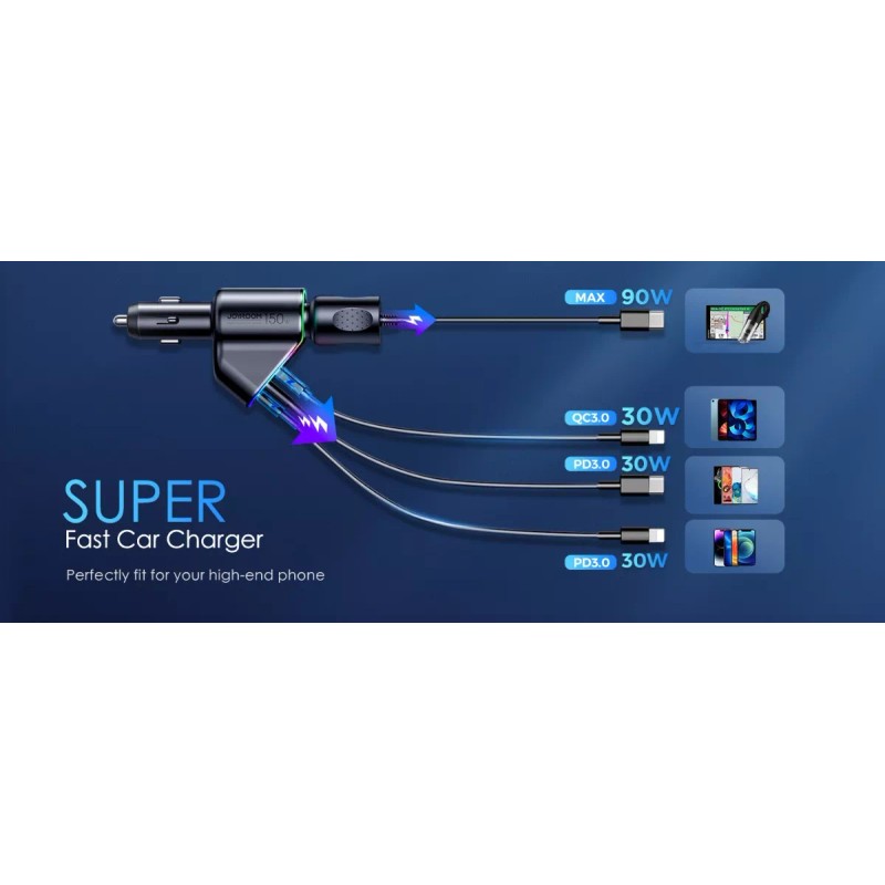 Joyroom Cargador Auto Joyroom Cr-cl21-carga Rápida Pd3.0 Y Qc3.0 Rgb