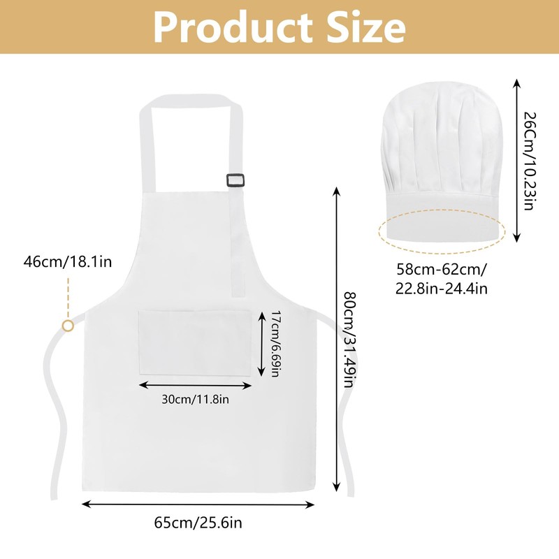AOROPS Chef's Hat Apron Set, Adjustable Bib Apron, Cooking Apron,