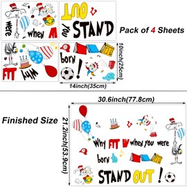 Maydahui Why Fit in When You were Born to Stand Out Wall Decal Dr Seuss Quote Wall Vinyl Sticker (21.2" x 30.6") Peel & Stick Removable Kids Room Art Mural Decor for Baby Bedroom Nursery Classroom