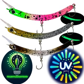 Njord Kalastus Banenwobbler Set of 3 UV Active & Self-Luminous Trout Bait Novelties 2025 6.5 cm 3.6 g Trout Wobbler Trout Fishing Accessories (Set of 3 Attractive Colours)