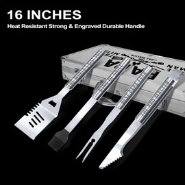 Papa Gifts, Fathers Day Papa Gifts for Him Heavy Duty Grilling Accessories Kit for Backyard BBQ, Thick Stainless Steel Grill Utensils with Non-Slip Handle Tool for Men on Birthday Grandparents Day
