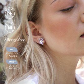 Leafael Infinity Love Heart Earrings for Women, Birthstone Crystal Earrings with Healing Stones, Allergy-Free Jewelry for Women with Gift Box, Silver-tone Crystal Stud Earrings for Women