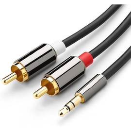 SAG 3.5mm to RCA Cable, RCA Male to Aux Audio Adapter HiFi Sound Headphone Jack Adapter Metal Shell RCA Y Splitter RCA Auxiliary Cord 1/8 to RCA Connector for Phone Speaker MP3 Tablet HDTV (1M)