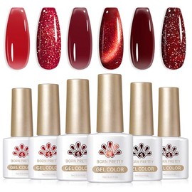 Born Pretty UV Nagellack Burgunder Wein Rot Gel Nagellack UV Rubin Rot Glitzer Cat Magnetic Eye Gel Blut Kirsch Maniküre und Nagelkunst DIY zu Hause