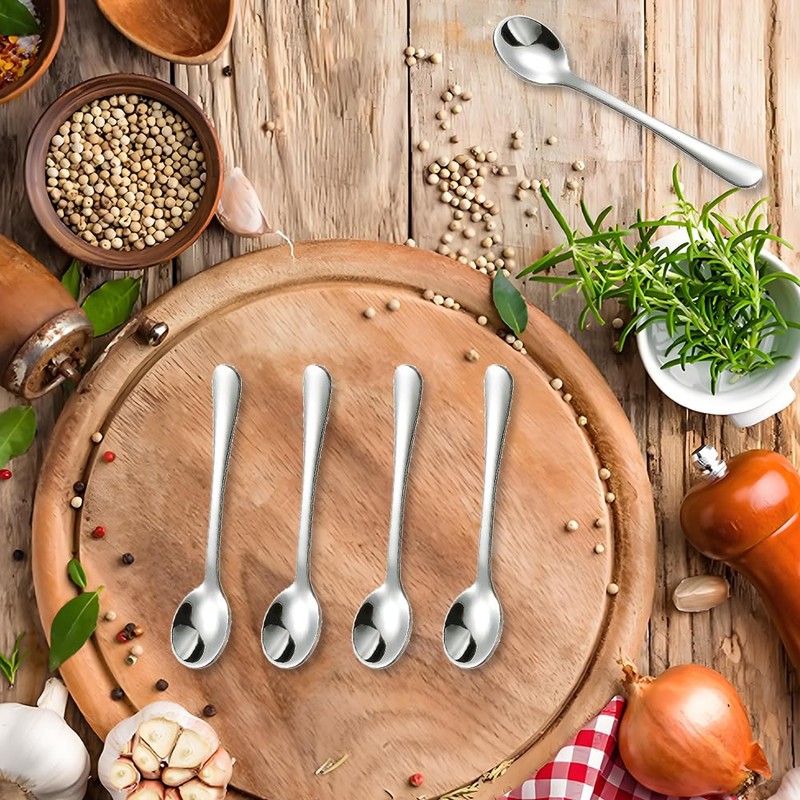 8 Pack Mini Stainless Steel Spoons for Spice Jars,7.5 cm