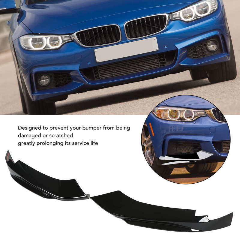 2 Pcs Front Bumper Diffuser Glossy Black Left Right Lip